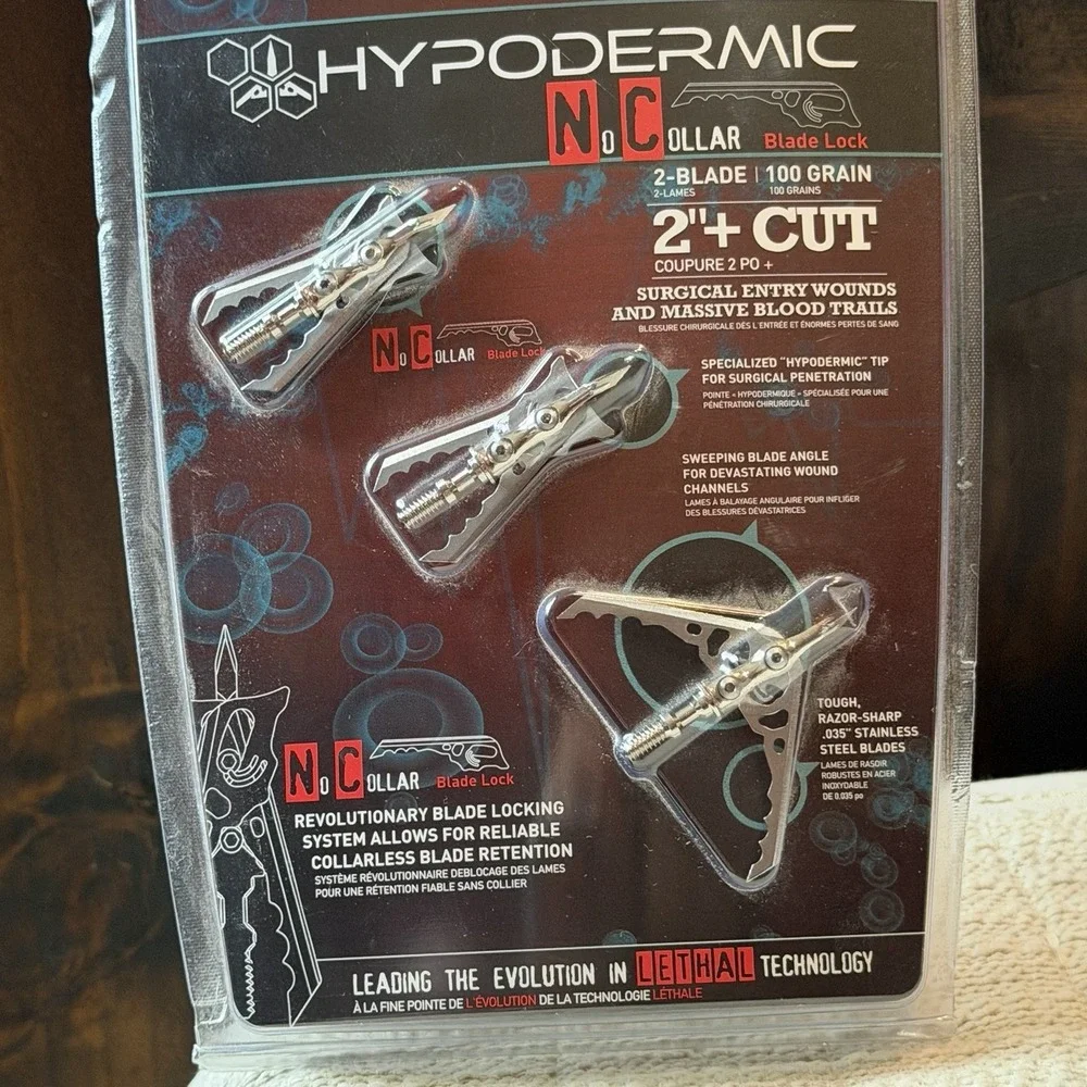 Rage Hypodermic No Collar SlipCam Broadheads 2-Blade 100 Grain (3 Pack)